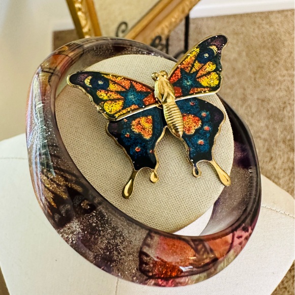 Vintage Butterfly Brooch & Bangle Bracelet - Picture 10 of 11